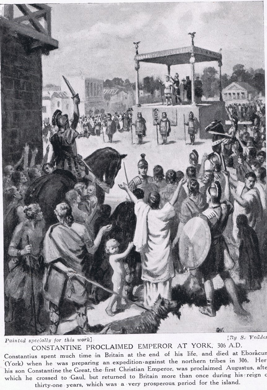 Constantin proclamé empereur à York, 306 après J.-C., illustration de 