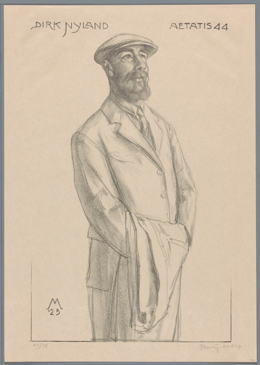 Portrait de Dirk Hidde Nijland avec un manteau sur le bras - Simon Moulijn (signed by artist)