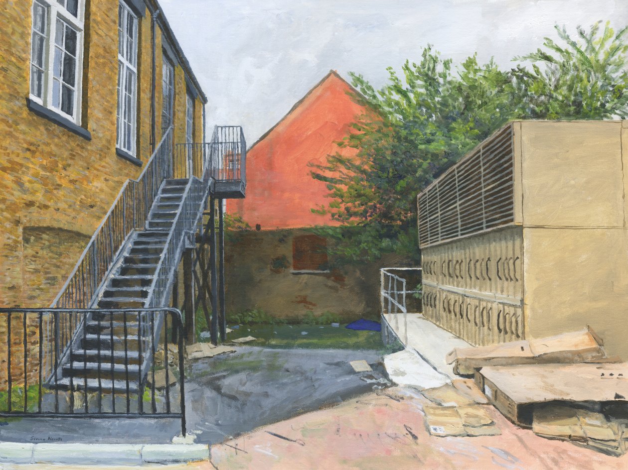 Petite cour, Wandsworth (acrylique sur toile) - Simon Neville