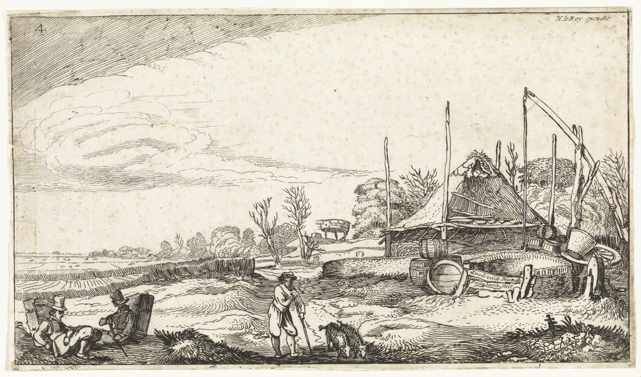 Paysage avec colporteurs au repos - Simon Poelenburg