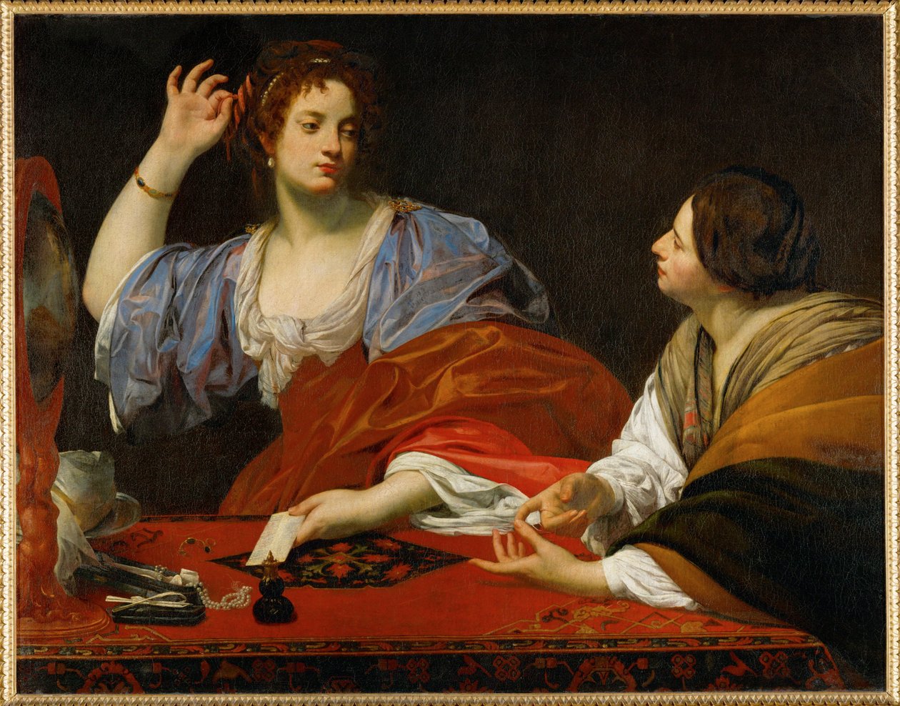 Martha réprimande sa sœur vaniteuse Magdalen, vers 1621 (peinture sur toile) - Simon Vouet