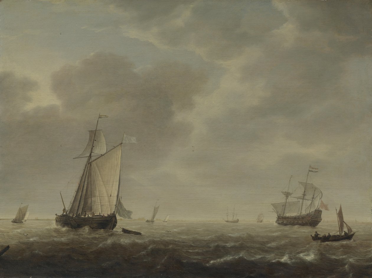 Un navire de guerre hollandais et divers navires dans une brise, vers 1640 - Simon de Vlieger