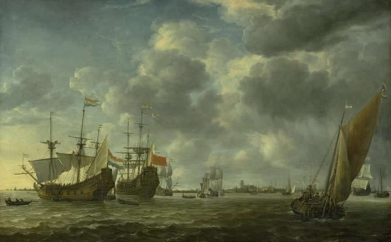 Navires dans la rivière Maas au large de Rotterdam - Simon de Vlieger