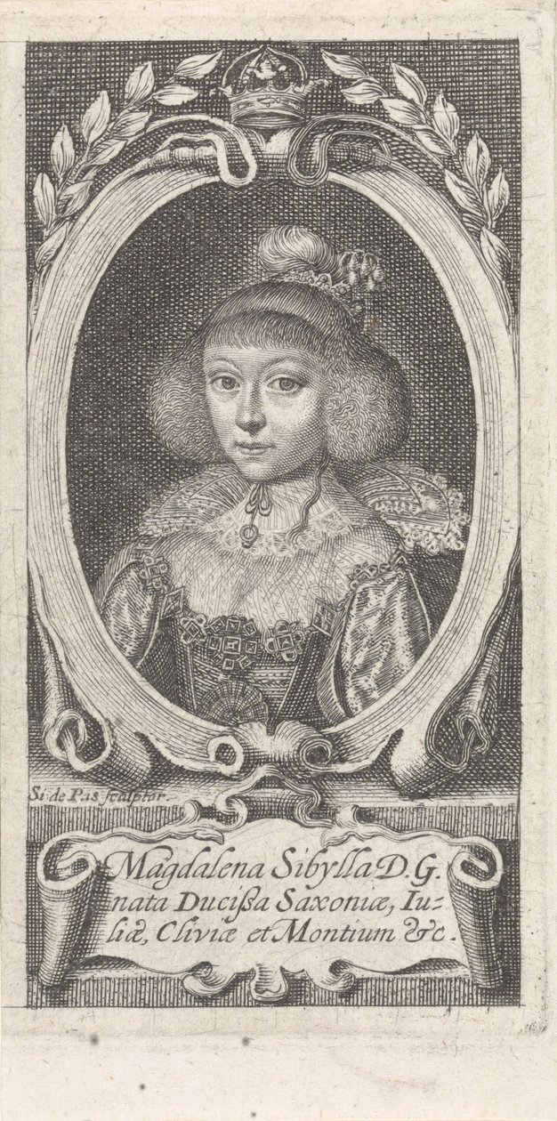 Princesse Madeleine Sibylle de Saxe 1617-1668, duchesse de Saxe-Altenbourg, vers 1647-1648 - Simon van de Passe