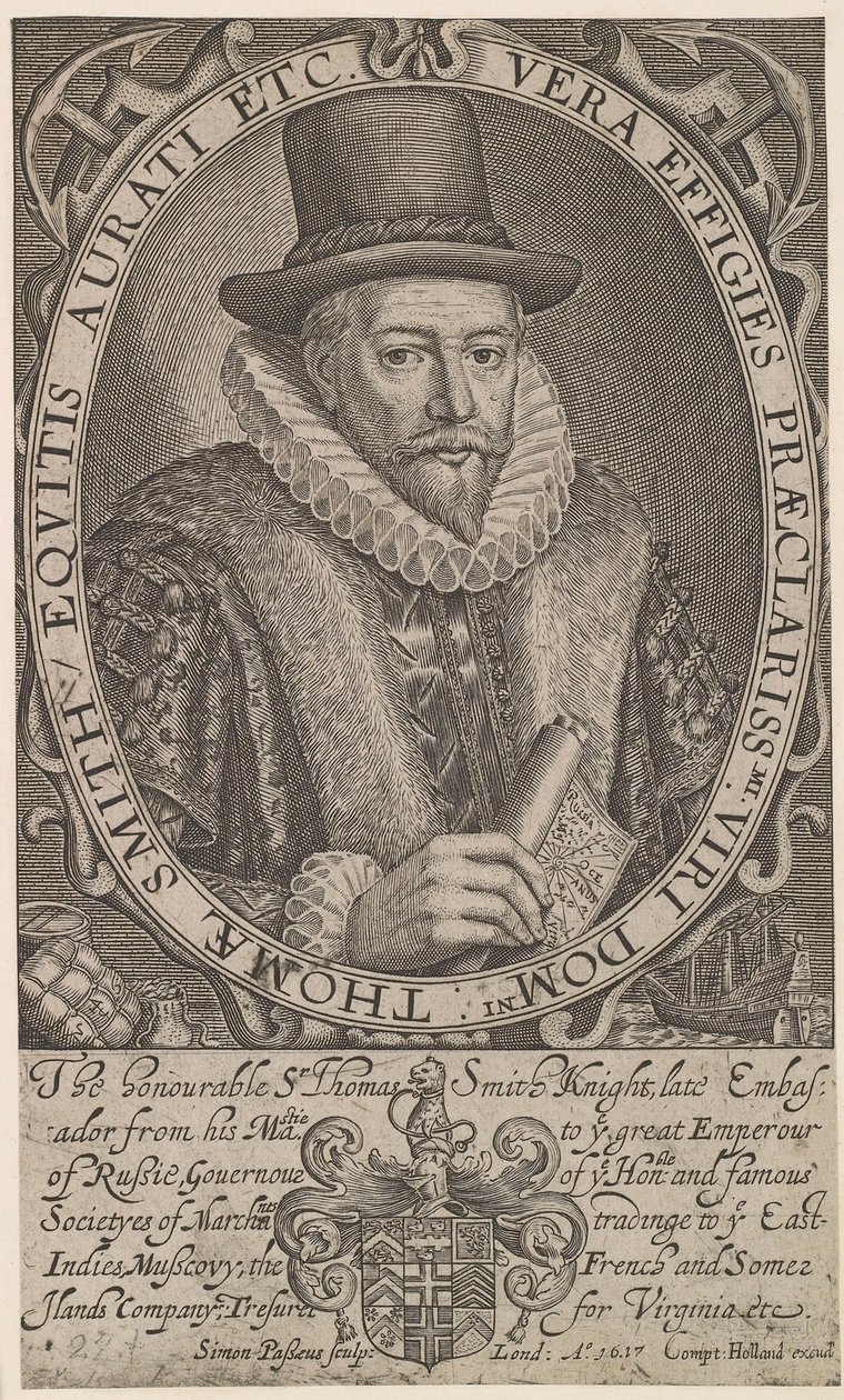 Sir Thomas Smith, premier gouverneur de la Compagnie des Indes orientales, ambassadeur en Russie 1604-1605, 1617 - Simon van de Passe