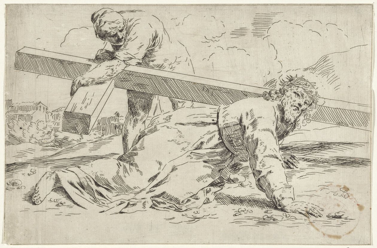 Le Christ succombe sous le poids de la croix - Simone Cantarini