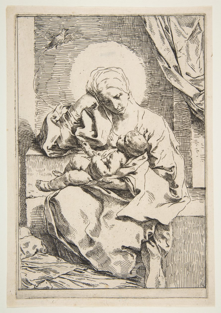 Madonna et Enfant avec un oiseau, vers 1635-1636 - Simone Cantarini