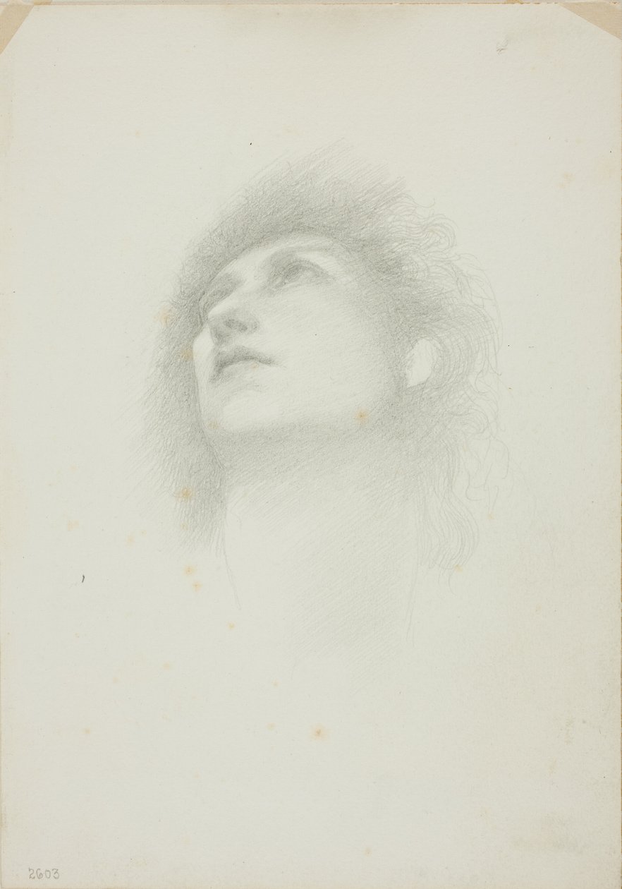 Tête de femme avec visage tourné vers le haut - Sir Edward Burne Jones