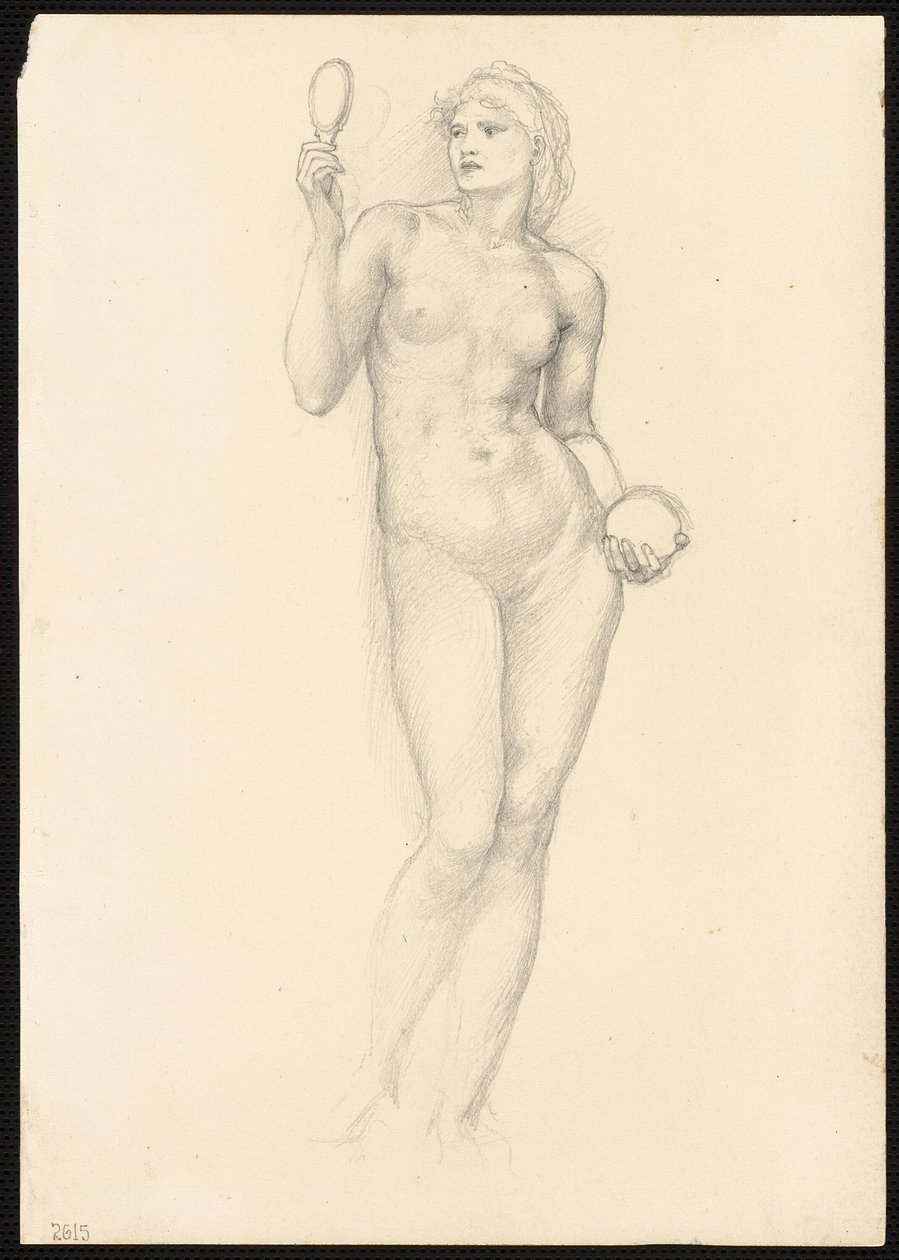 Figure féminine nue avec miroir dans la main droite - Sir Edward Burne Jones