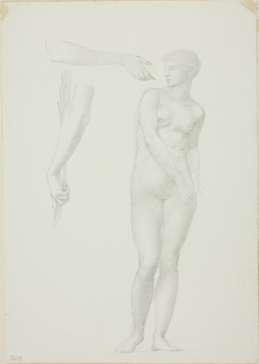 Femme nue debout et esquisses de bras - Sir Edward Burne Jones