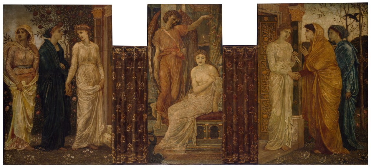 Cupidon et Psyché - Fresques du Palais Vert - Les sœurs de Psyché lui rendent visite chez Cupidon, 1881 - Sir Edward Coley Burne Jones