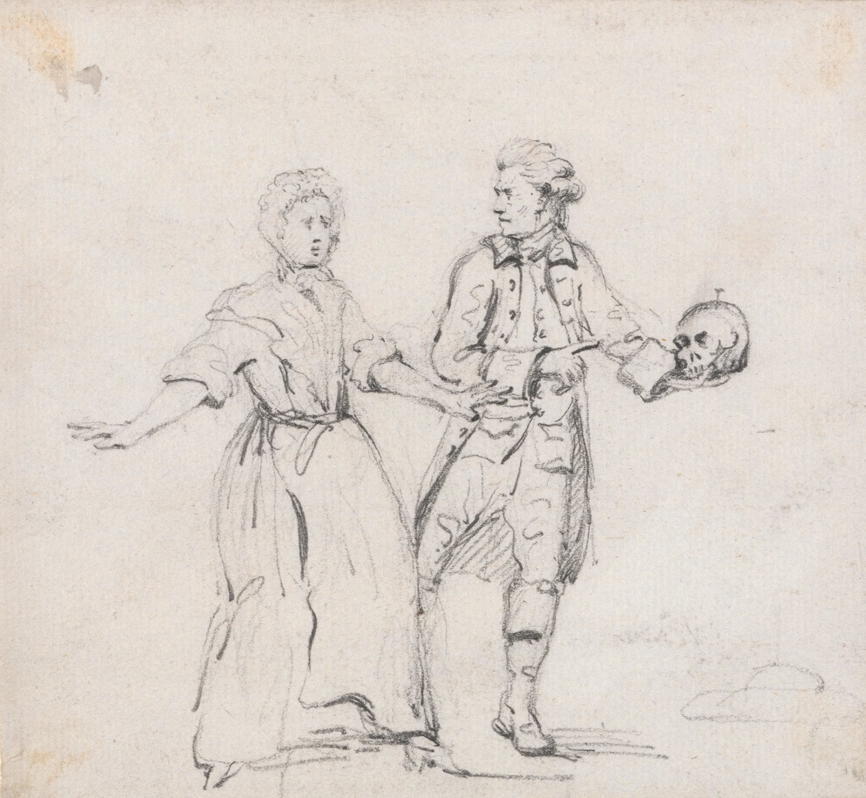 Deux figures avec un crâne - Sir George Howland Beaumont seventh Baronet