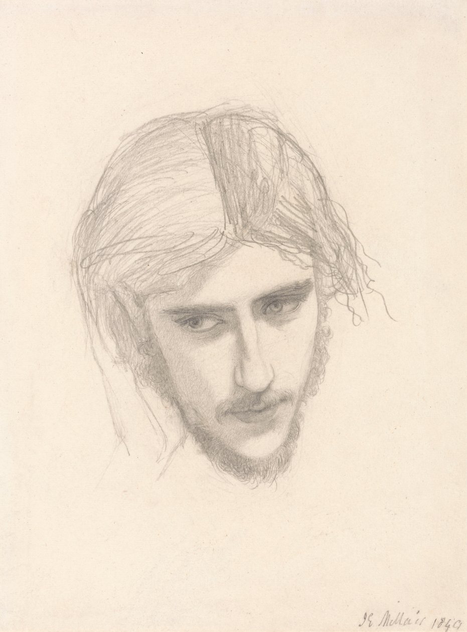 Étude pour la tête de Ferdinand dans "Ferdinand attiré par Ariel" - Sir John Everett Millais