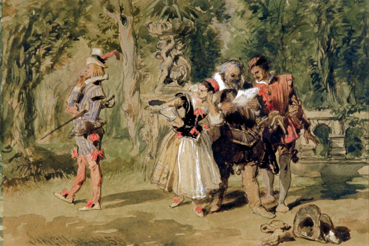 Sir Andrew Aguecheek écrit un défi - Sir John Gilbert