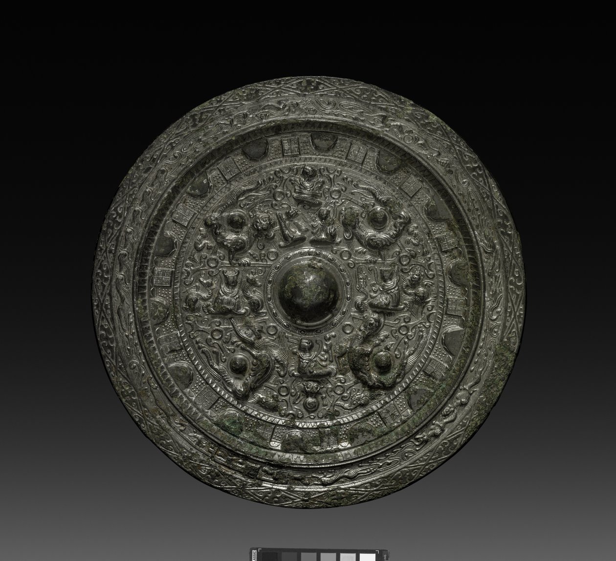 Miroir avec Xiwangmu, c.317-400 (bronze) - Six Dynasties Chinese School