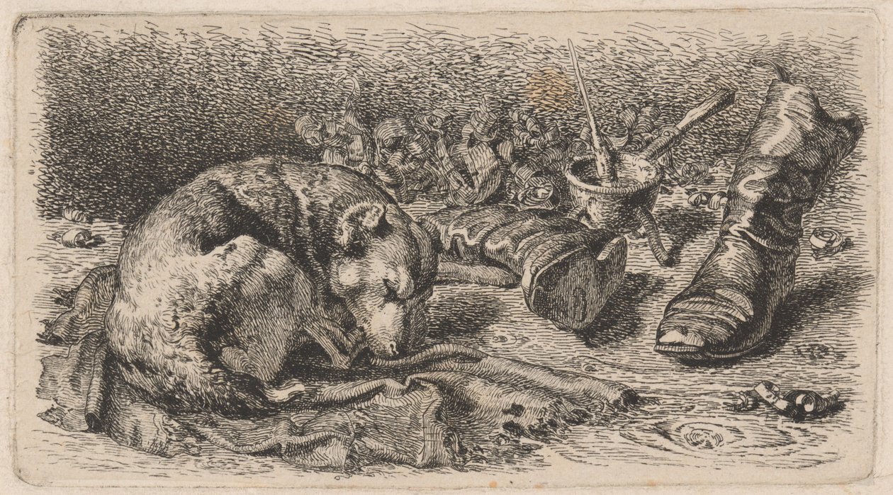 Chien endormi à côté d