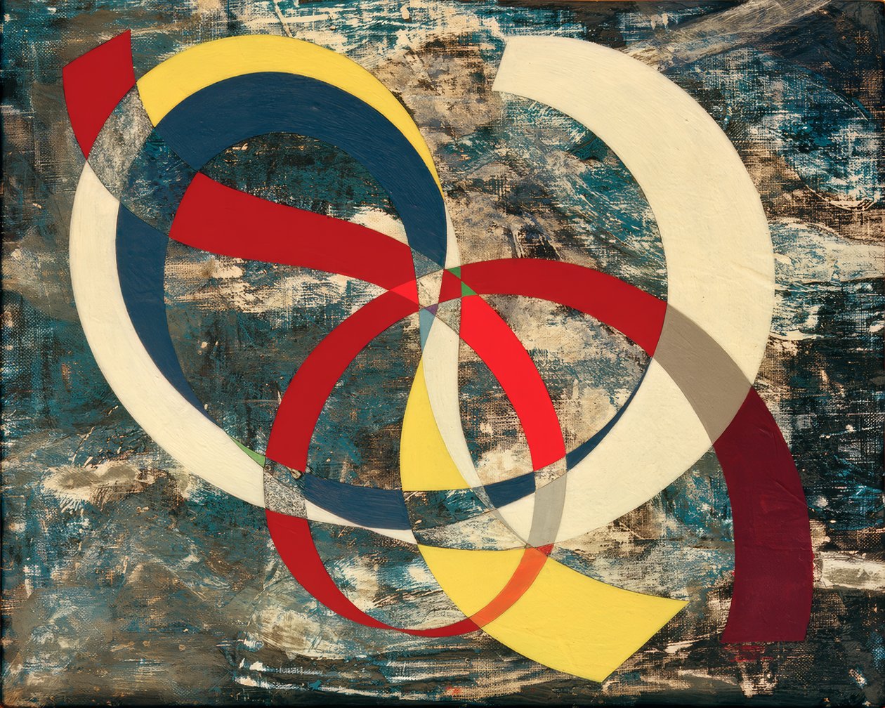 Nœud en couleurs vives sur fond chaotique - Sophie Taeuber Arp