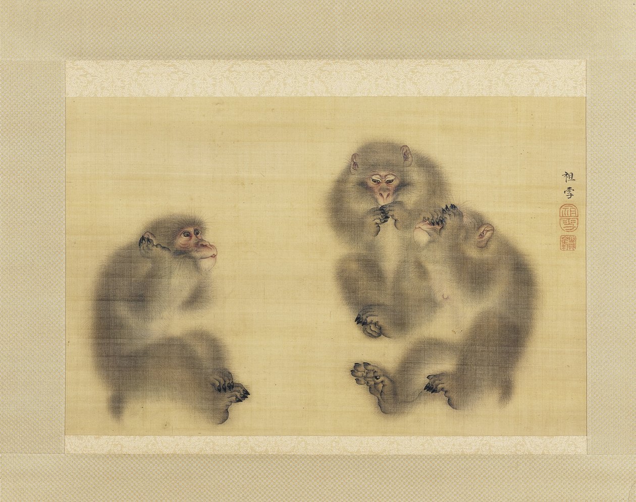 Singes : Ne pas entendre le mal, ne pas voir le mal, ne pas dire le mal, c.1820 - Sosetsu Mori