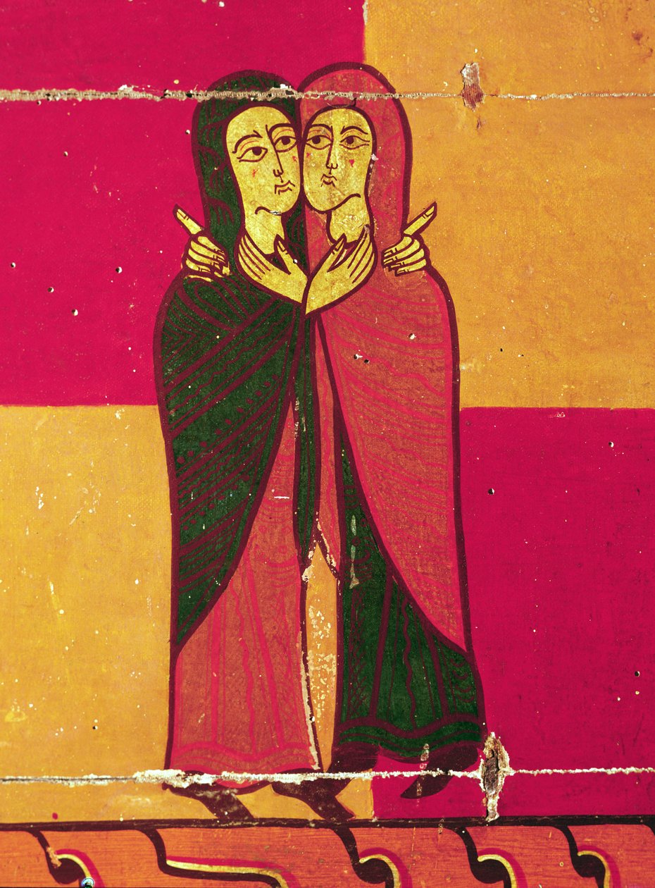 Panneau de retable montrant la Visitation - Spanish School