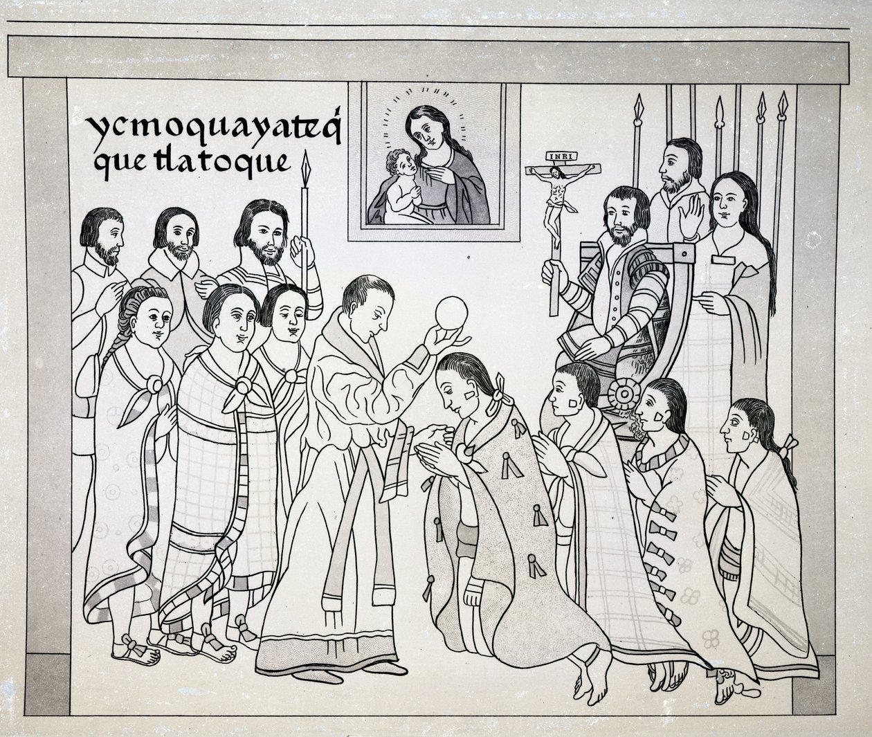 La Conversion des Aztèques au catholicisme romain, planche de 