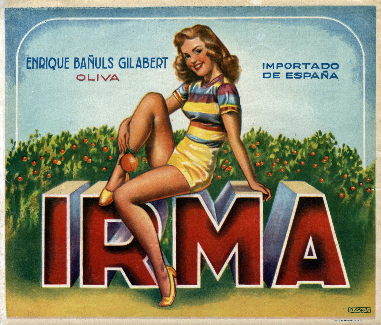 Image publicitaire « Irma » pour les oranges de Valence en Espagne - Spanish School