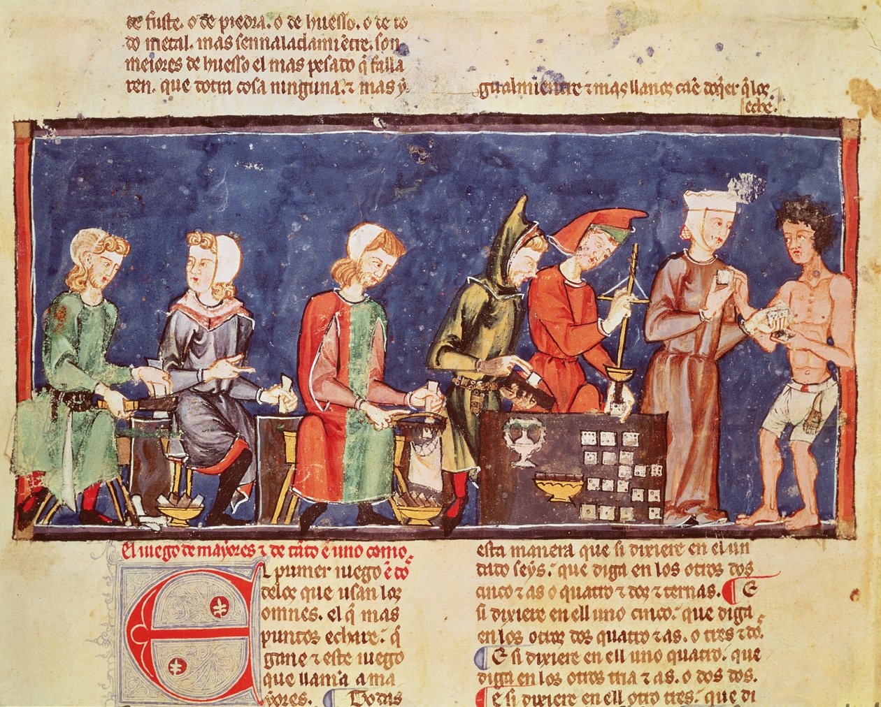 Fol.65v Fabricants de dés, du Livre des Jeux, Échecs, Dés et Plateaux, 1282 - Spanish School