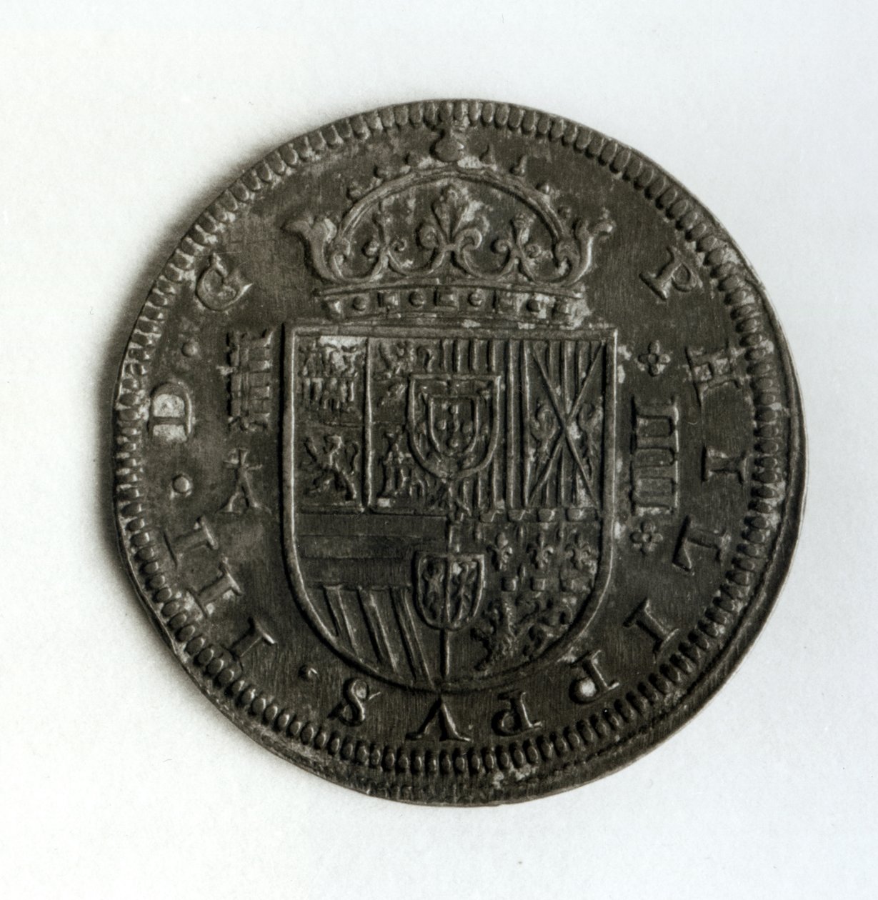 Pièce de monnaie en argent de quatre réaux du règne de Philippe III d