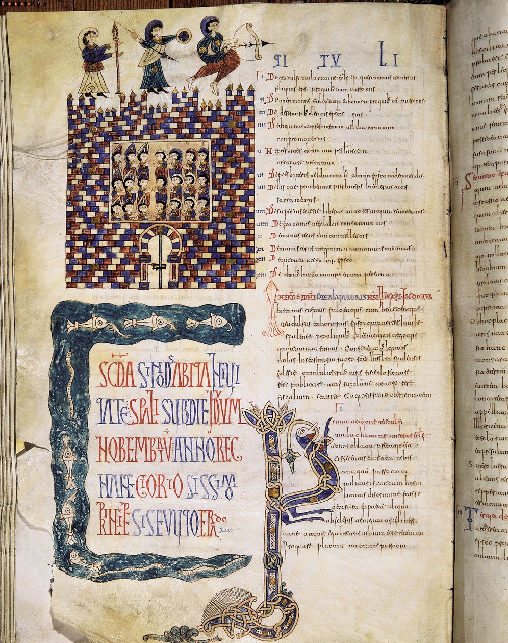 Le Concile Hispalense II en 619, page des Glosas Emilianenses, 992-994 (manuscrit enluminé) - Spanish School