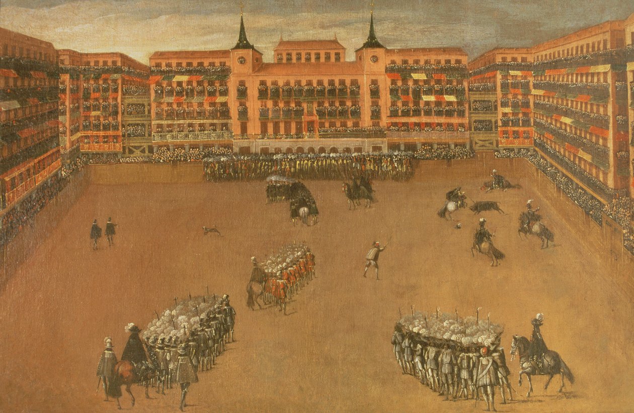 La Place Principale de Madrid pendant la Fête du Grand Taureau - Spanish School
