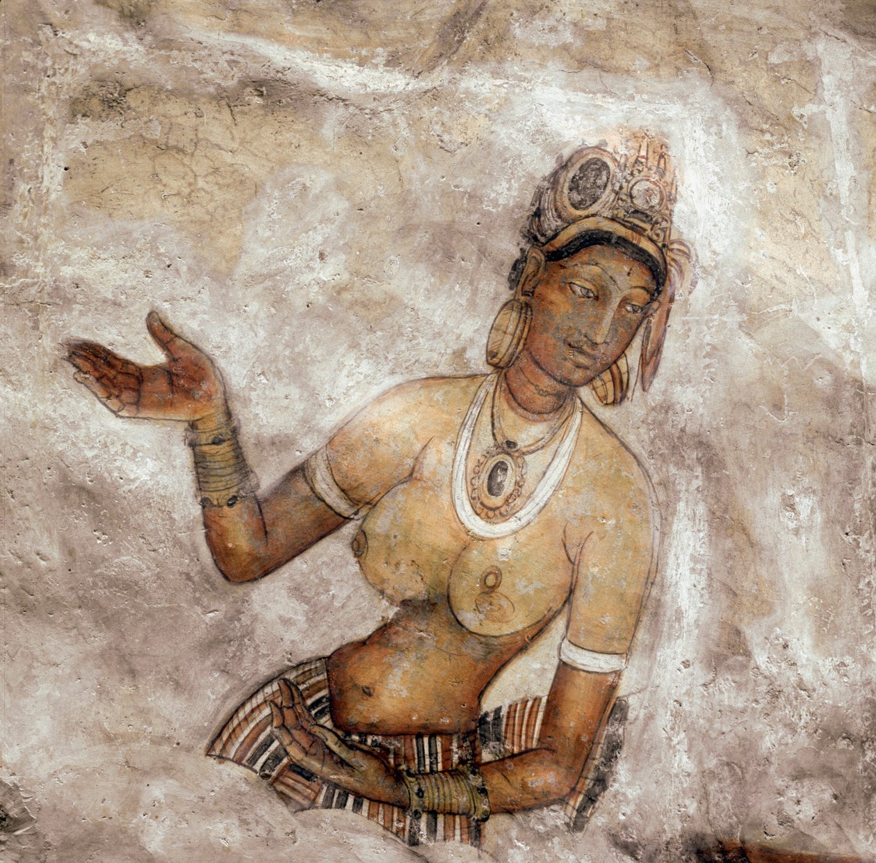 Vue de la servante (fresque du rocher du lion, Ve siècle) - Sri Lankan School
