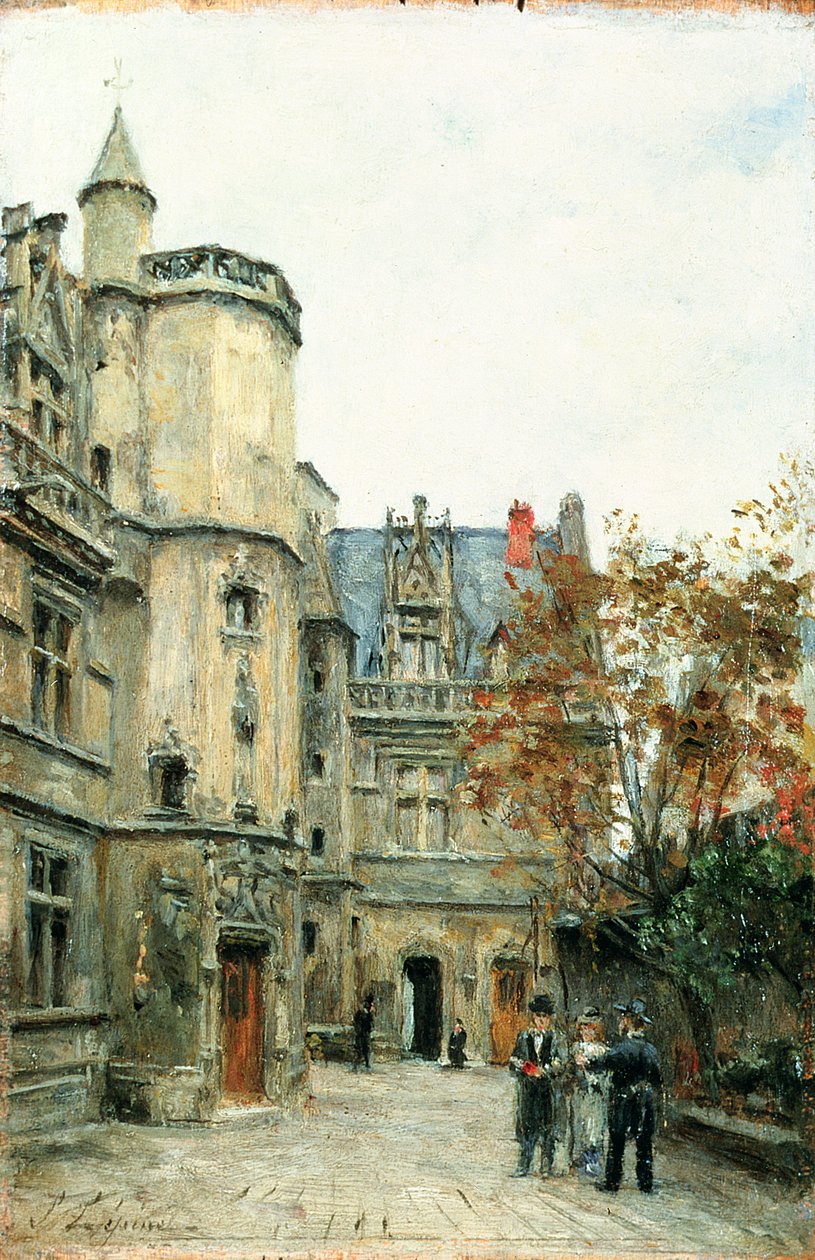 La Cour du Musée de Cluny, vers 1878-80 (panneau) - Stanislas Victor Edouard Lepine