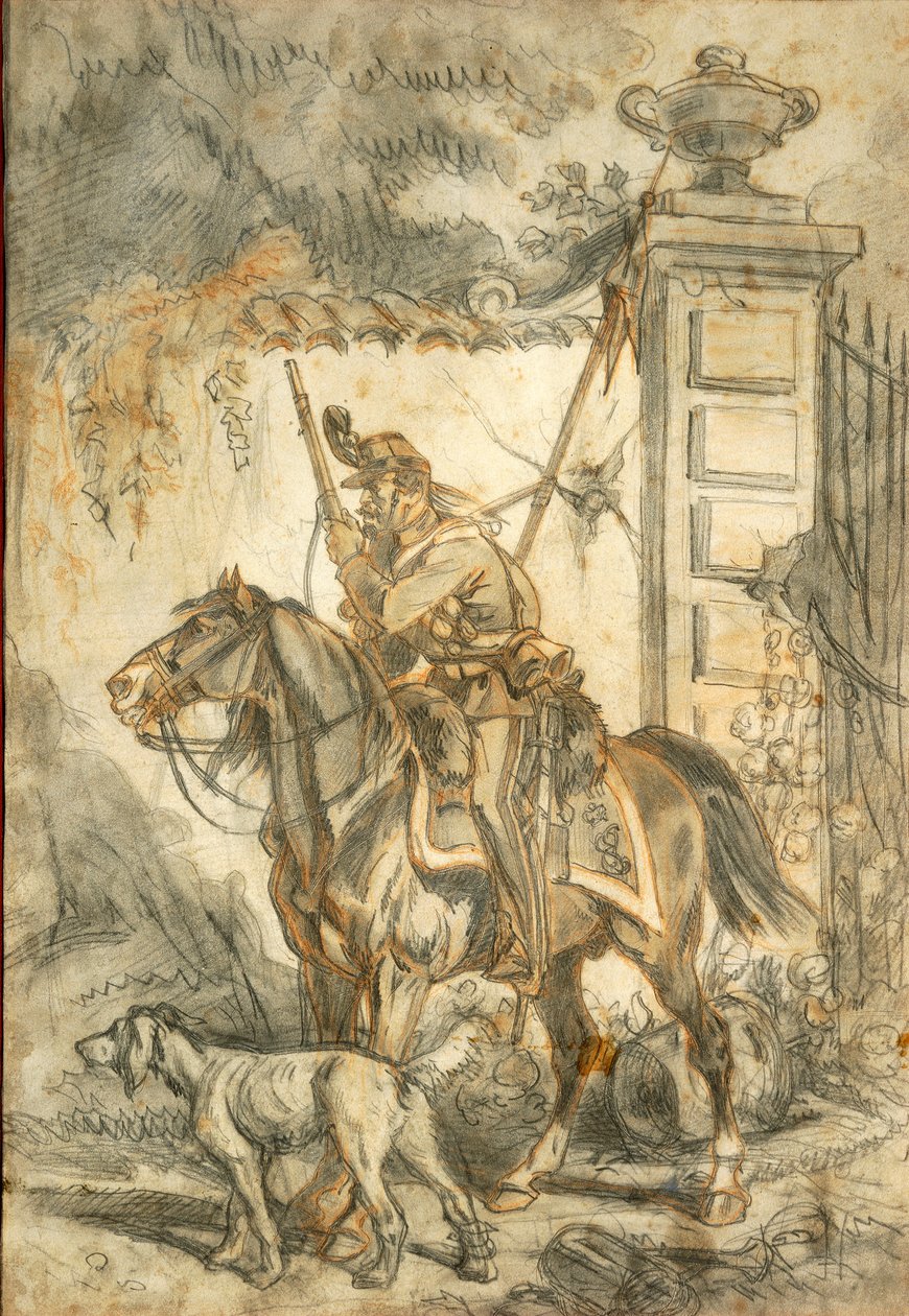 Lanciers en patrouille, Illustration de Stanislao Grimaldi del Poggetto - Stanislas Grimaldi del Poggetto