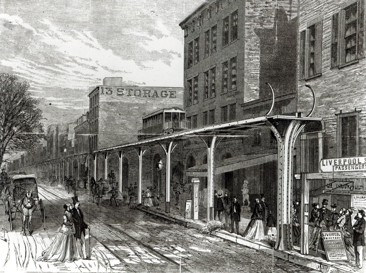 Chemin de fer surélevé dans Greenwich Street, New York - Stanley Fox