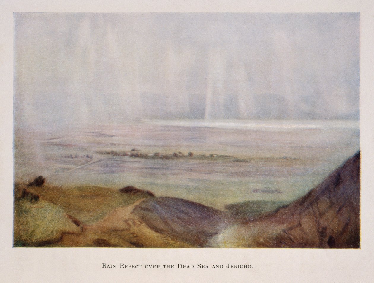 Pluie tombant sur Jéricho et la mer Morte, en Palestine 1906 - Stanley Inchbold