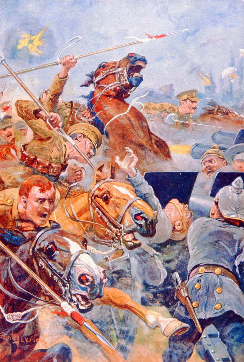 La charge des 9e lanciers pendant la retraite de Mons - Stanley L. (after) Wood