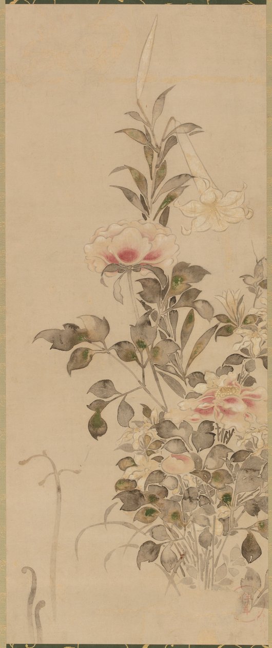 Pivoines et lys, période Momoyama ou Edo, 1568-1615 - Sôtatsu