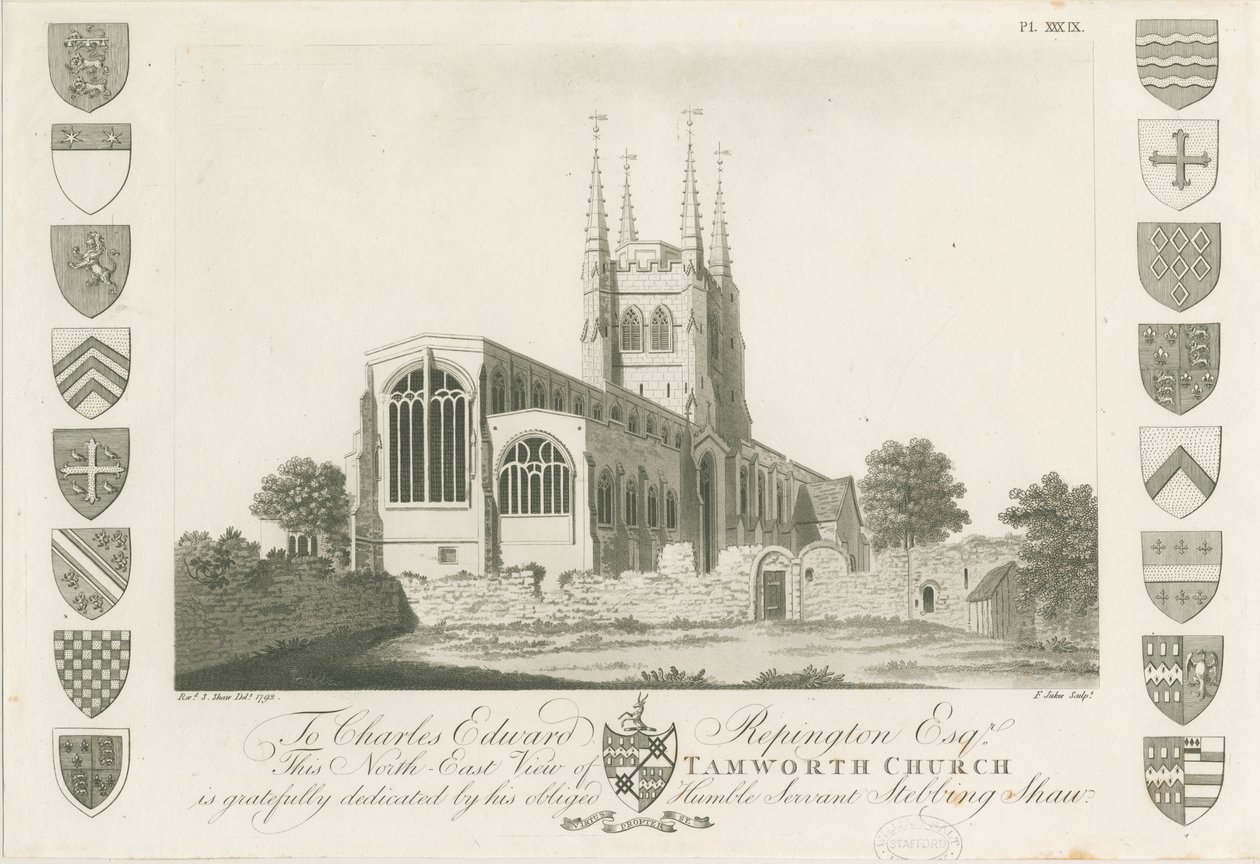 Église de Tamworth : gravure à l