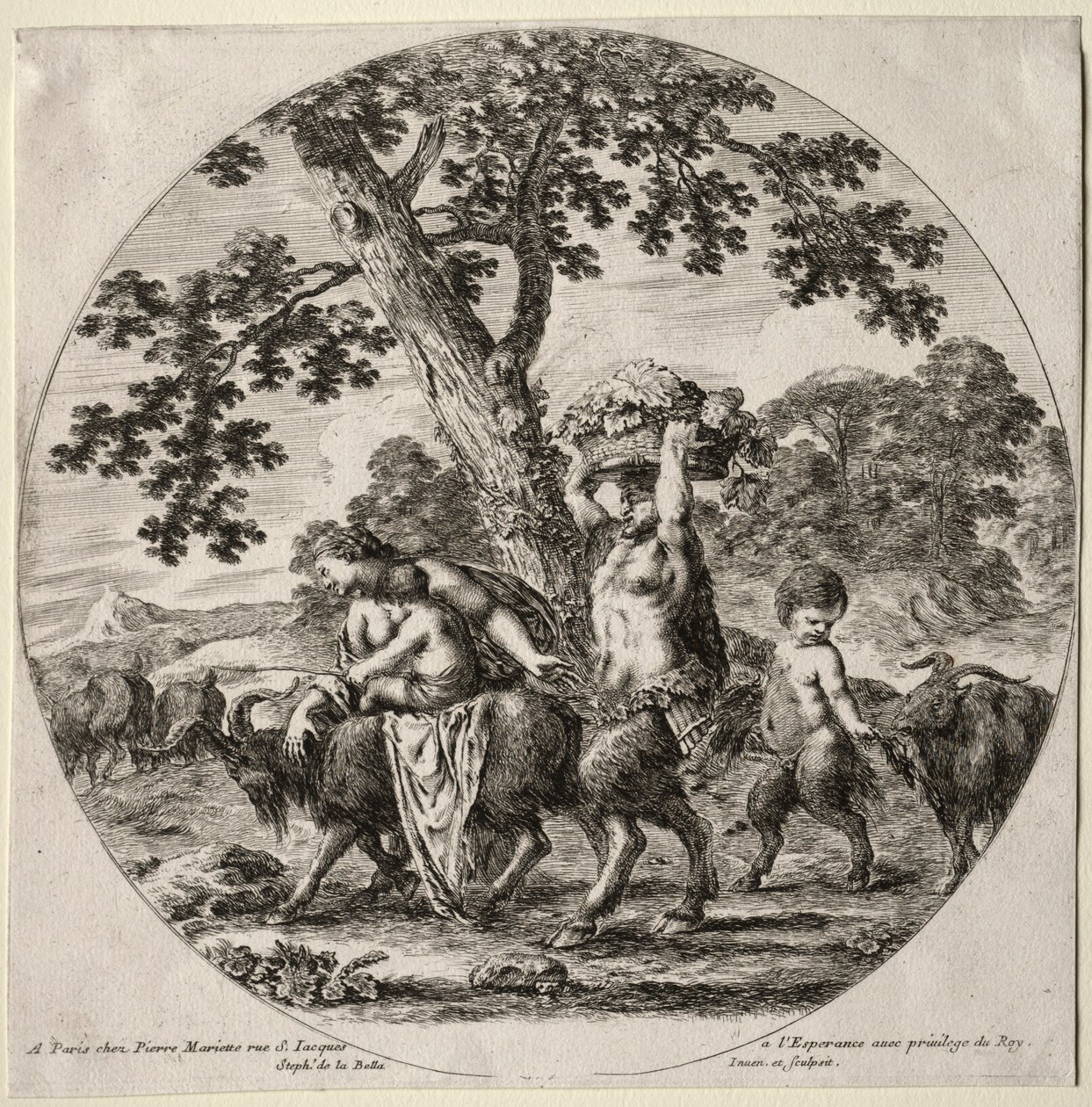 Une famille de satyres en voyage | Stefano della Bella