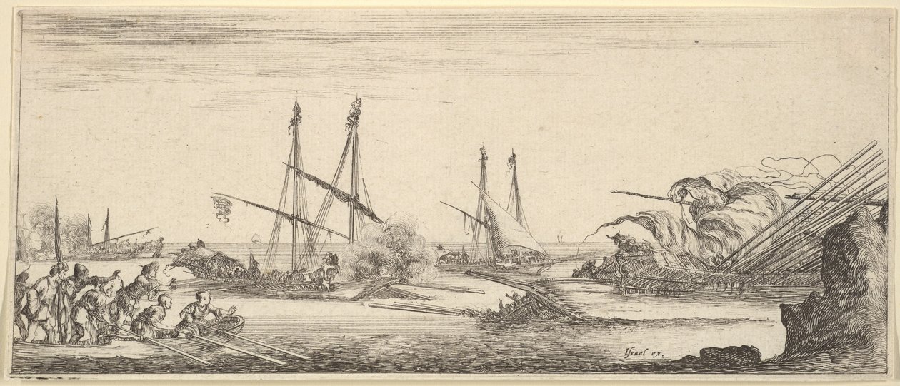 Une bataille navale, une barque pleine d