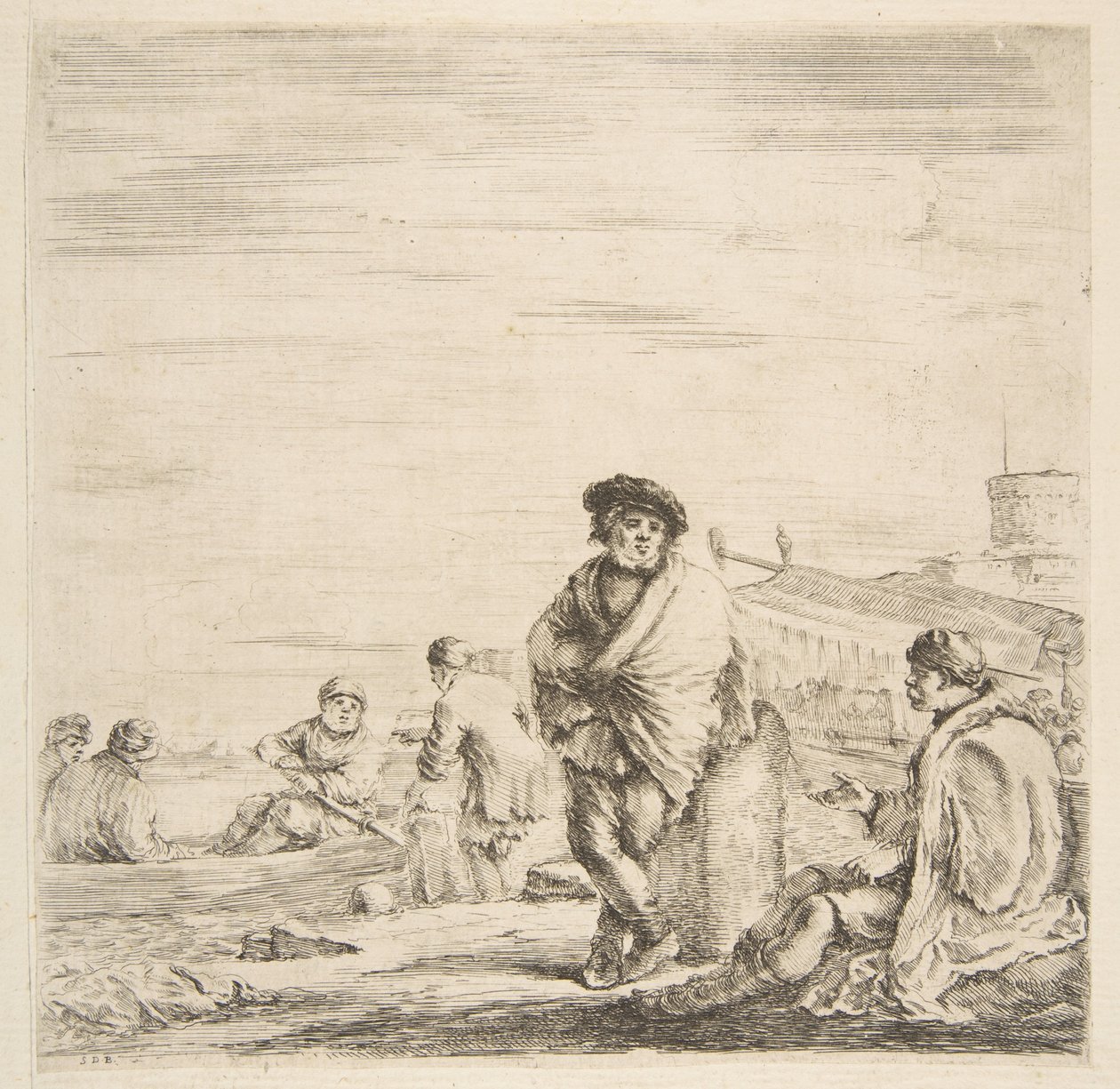 Un marin debout parlant à un Levantin assis, vers 1660 - Stefano della Bella