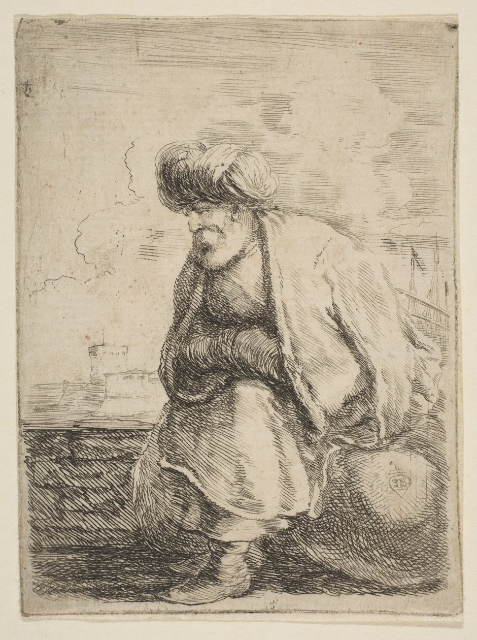 Un vieux Turc assis sur une pierre, vers 1662 - Stefano della Bella