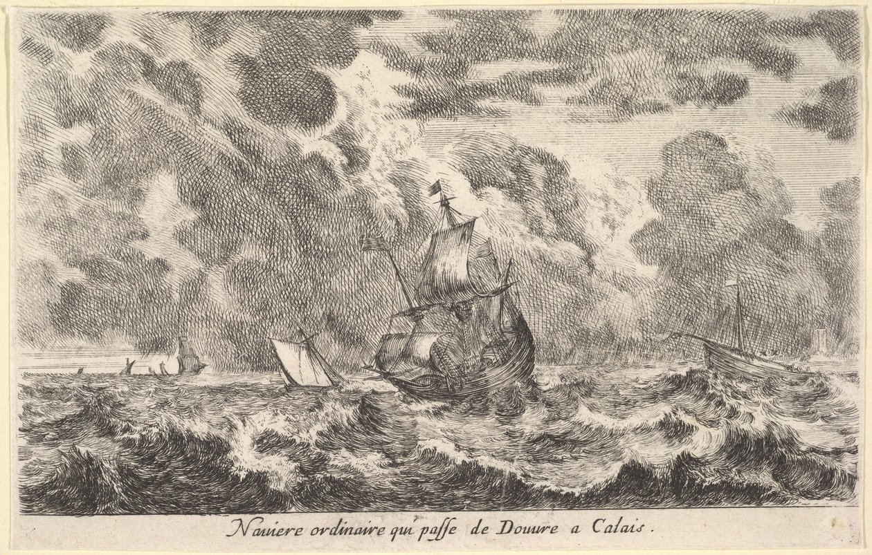 Un navire ordinaire voyageant entre Douvres et Calais - Stefano della Bella
