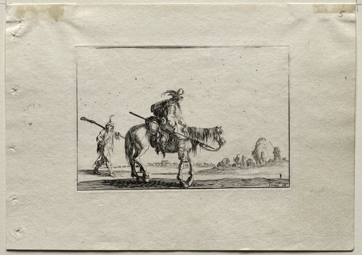 Caprices :  Soldat à cheval et fantassin - Stefano della Bella