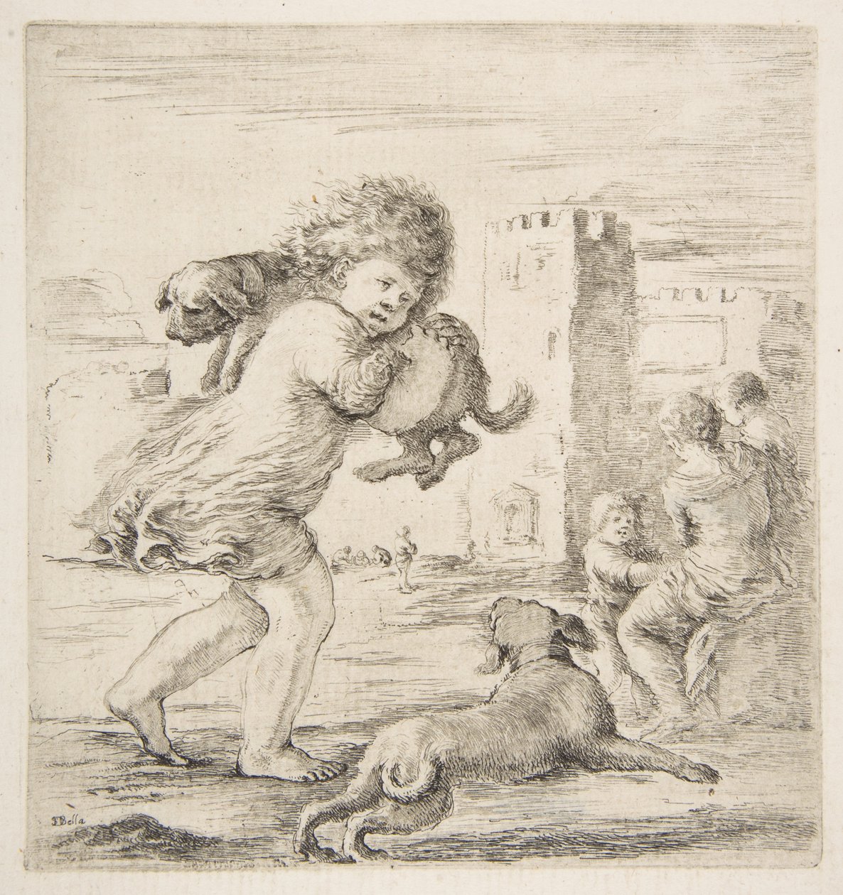 Enfant portant un chiot sur son épaule, vers 1662 - Stefano della Bella