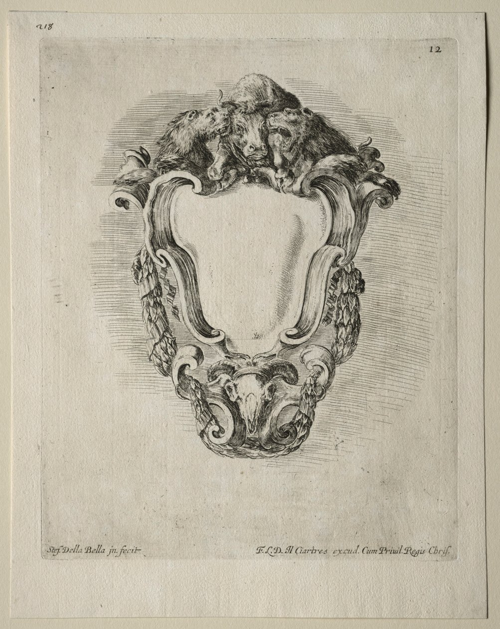 Collection de Divers Caprices et Nouveaux Dessins de Cartouches et Ornements : No 12 - Stefano della Bella