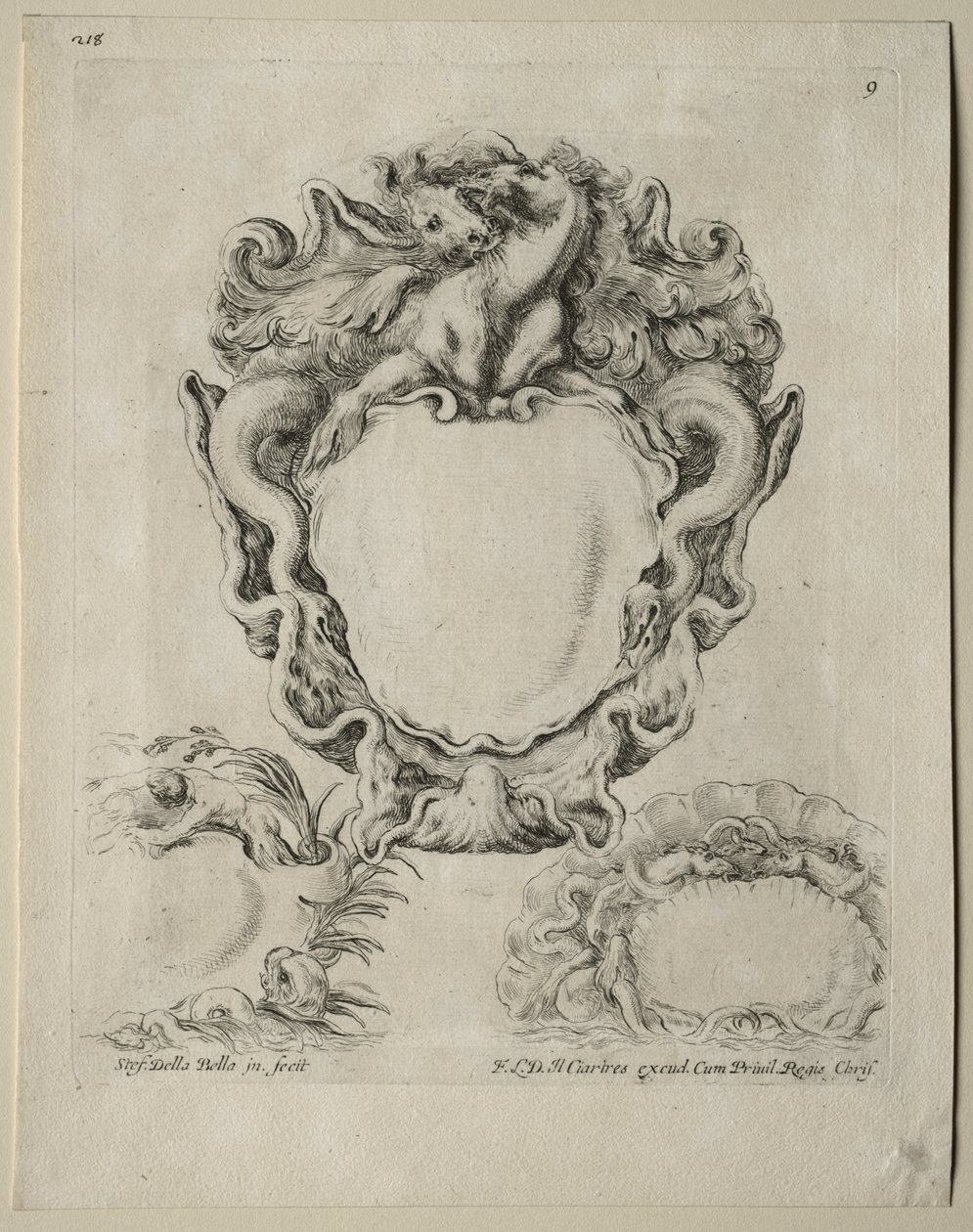 Collection de Divers Caprices et Nouveaux Dessins de Cartouches et Ornements : No. 9 - Stefano della Bella