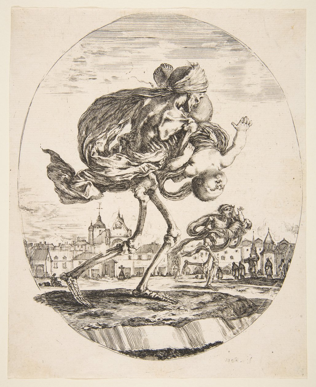 La Mort portant un nourrisson, des Cinq Morts, ca. 1648 - Stefano della Bella