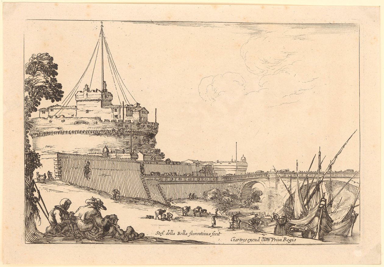 Le château Saint-Ange à Rome, feuille n° 2 de la série « Figures diverses » - Stefano della Bella