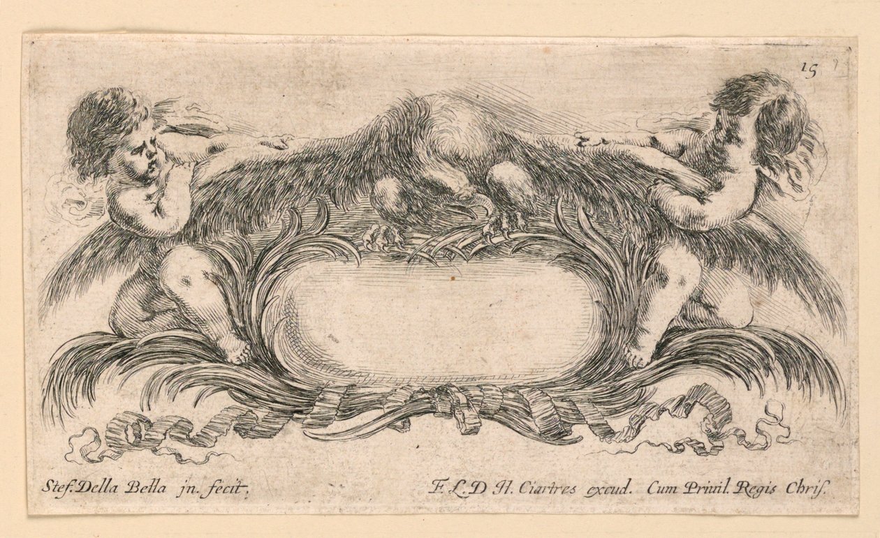 Écusson, n° 15 de « Raccolta di varii cappriccii et nove inventioni di cartelle et ornamenti » - Stefano della Bella