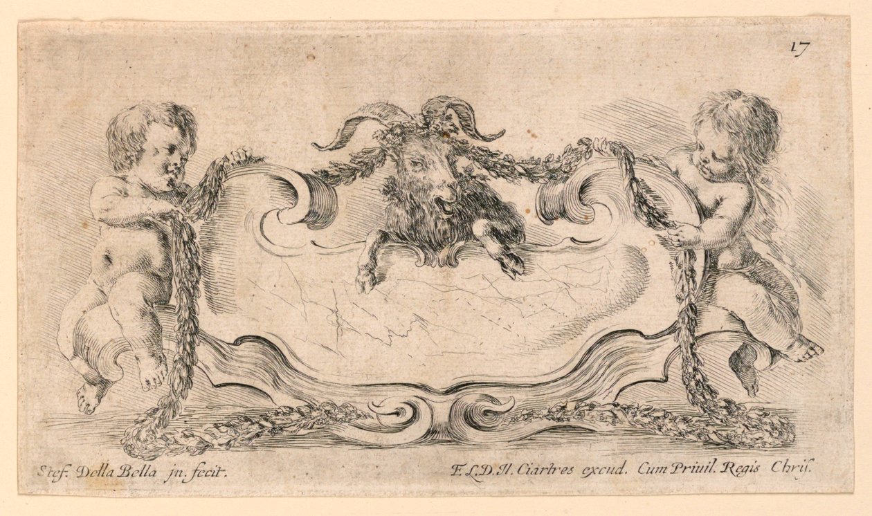 Écusson, n° 17 de "Raccolta di varii cappriccii et nove inventioni di cartelle et ornamenti" - Stefano della Bella